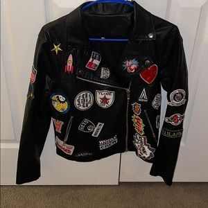 Leather Jacket with Patches